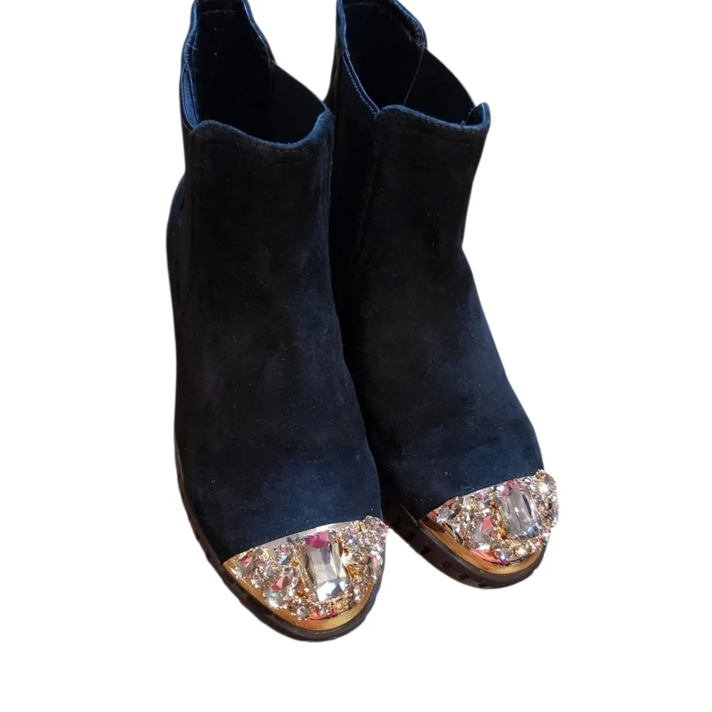 Anthropologie Kristi Belle Black Suede Jeweled Boots 36 / 5.5 - Picture 2 of 6